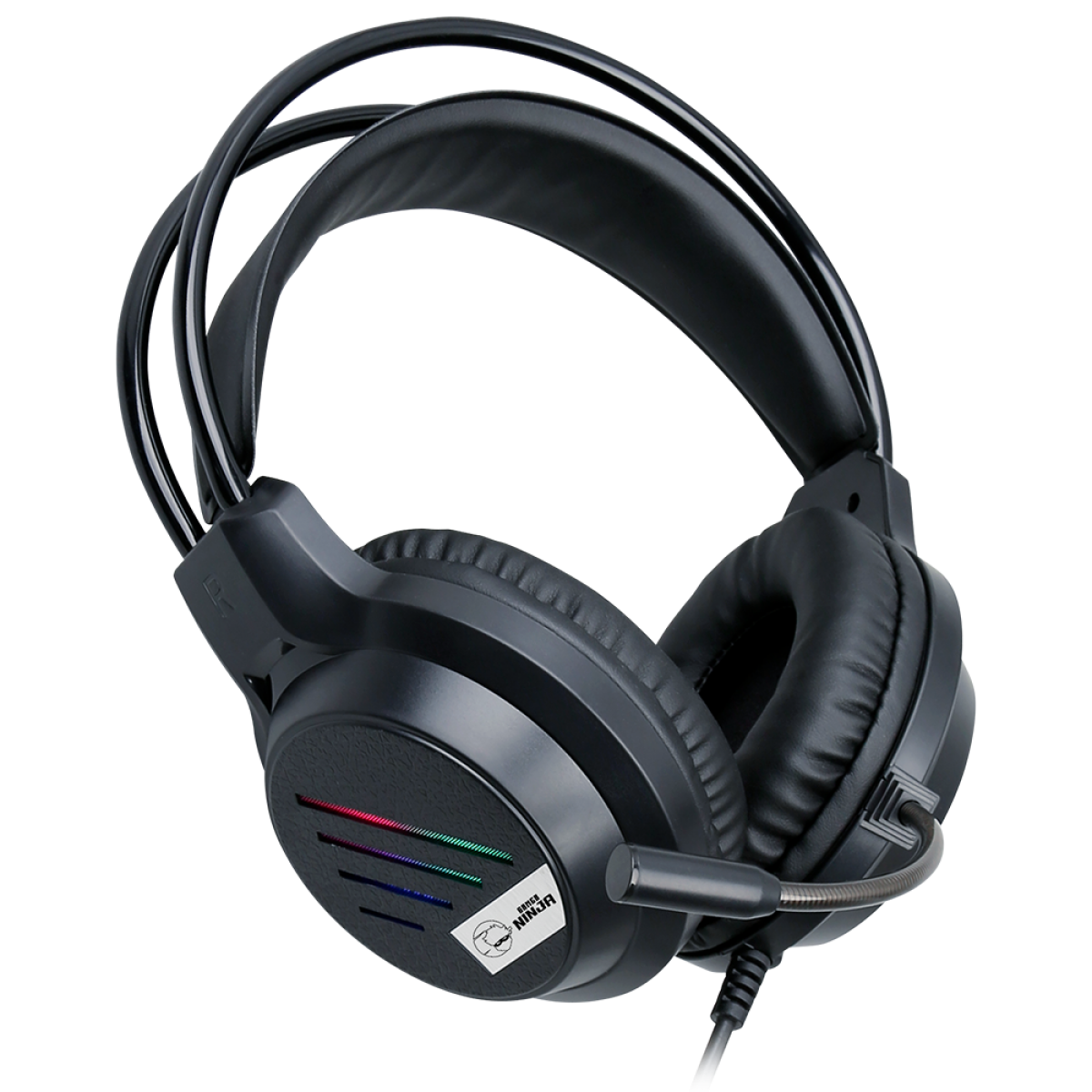 Headset Gamer Ninja Slice, 3.5mm, PC, RGB, Drivers 50mm, Black
