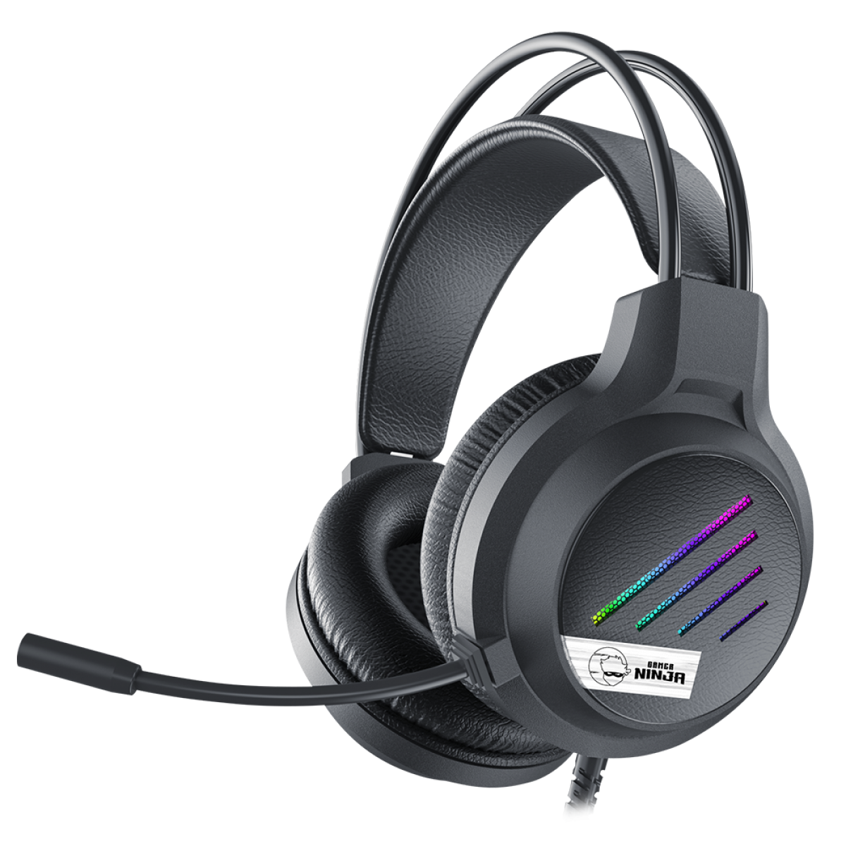 Headset Gamer Ninja Slice, 3.5mm, PC, RGB, Drivers 50mm, Black