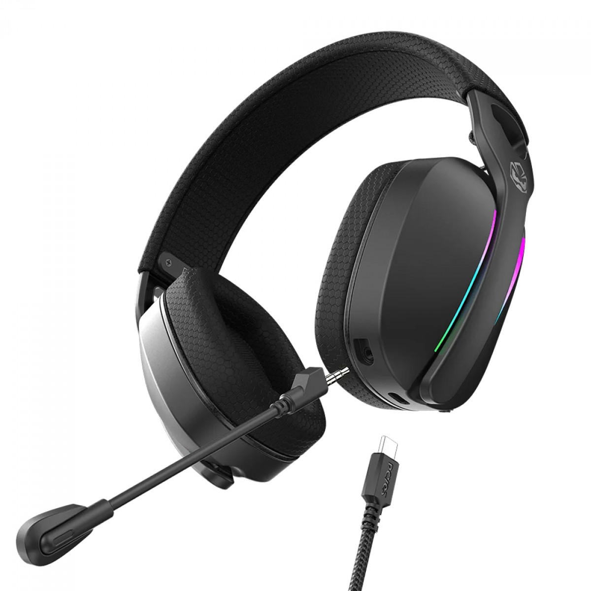 Headset Gamer PCYES Nowy Black Vulcan, USB, RGB, Drivers de 40mm, Preto, HGNW40BV