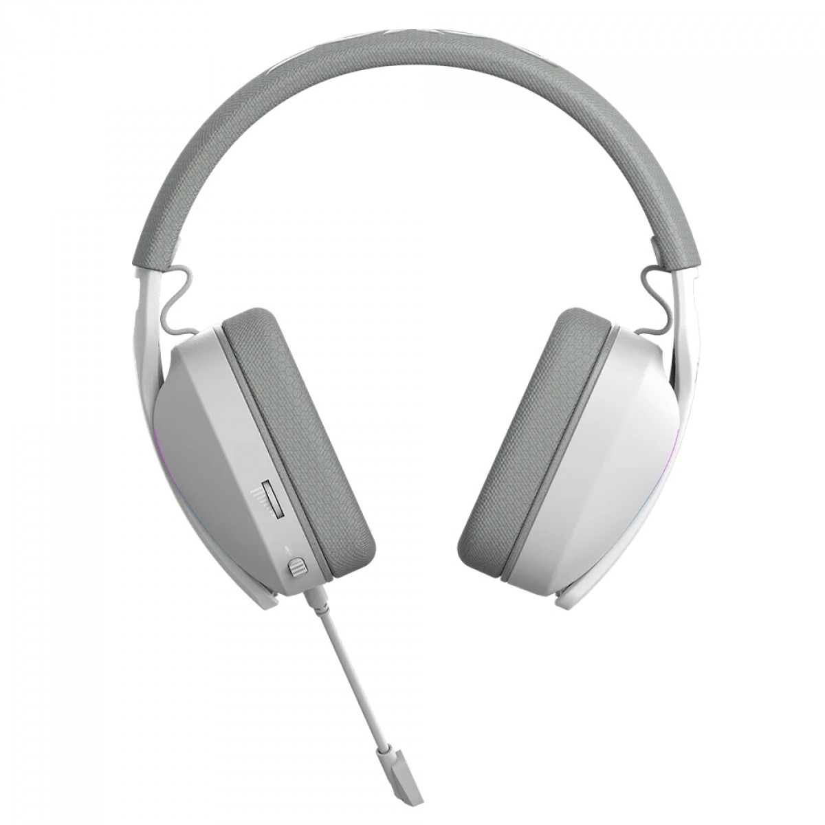 Headset Gamer PCYES Nowy White Ghost, USB, RGB, Drivers de 40mm, Branco, HGNW40WG