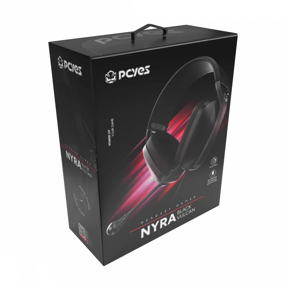 Headset Gamer PCYES Nyra Black Vulcan, P2 3,5mm, Drivers de 40mm, Microfone Destacável, Preto, HGNYBV