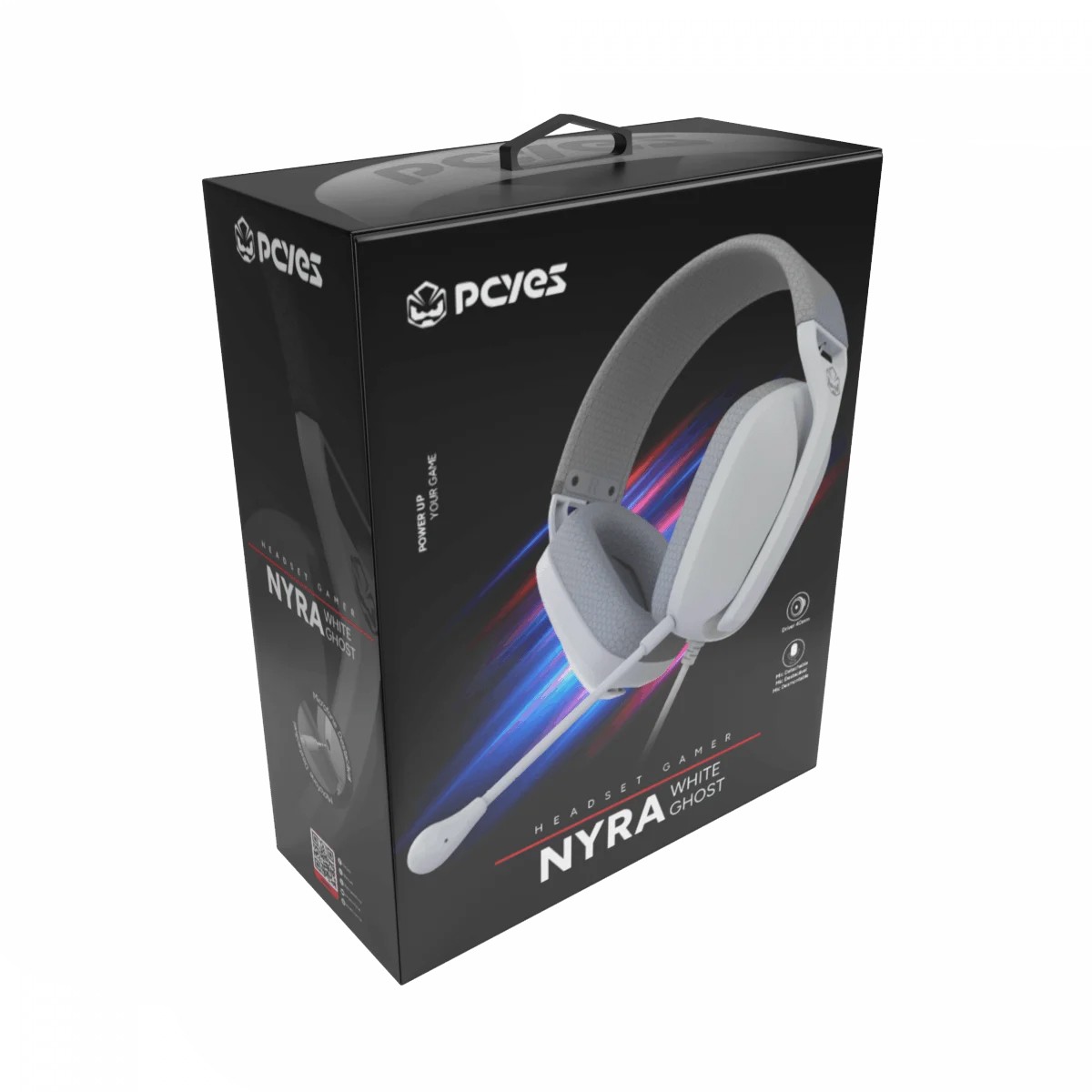 Headset Gamer PCYES Nyra White Ghost, P2 3,5mm, Drivers de 40mm, Microfone Destacável, Branco, HGNYWG