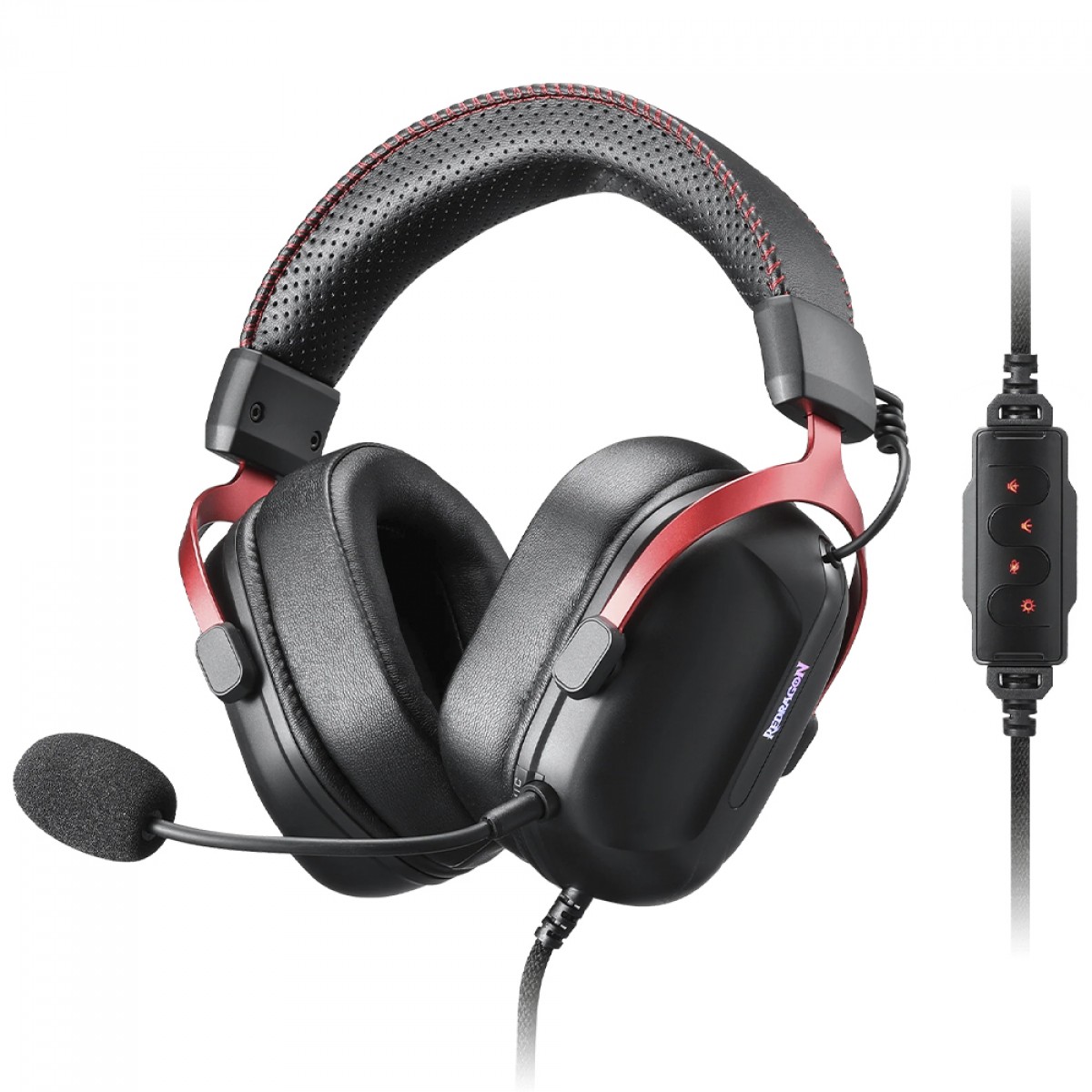 Headset Gamer Redragon Cybill H312, RGB, 7.1 Surround, Drivers de 50mm, USB, Preto e Vermelho  - Open Box