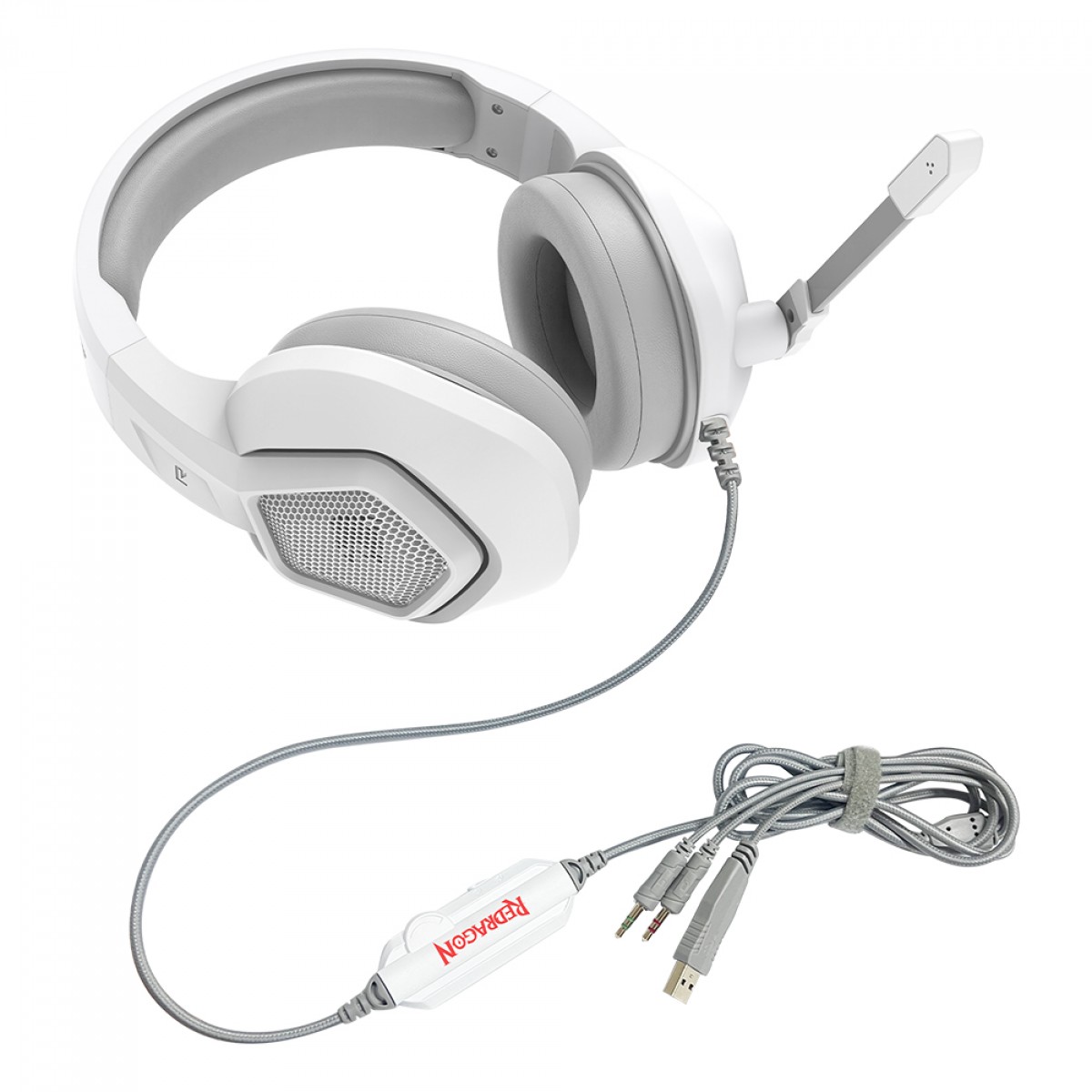 Headset Gamer Redragon Medea, RGB, 3.5mm, Múltiplas Plataformas, White, H280W-RGB