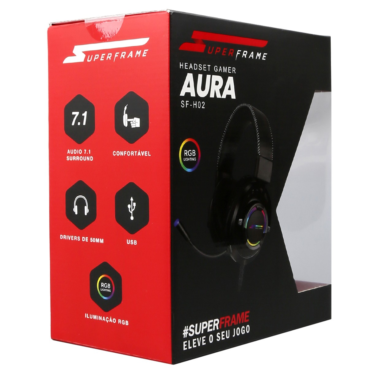 Headset Gamer SuperFrame AURA, 7.1 Surround, RGB, USB, Black