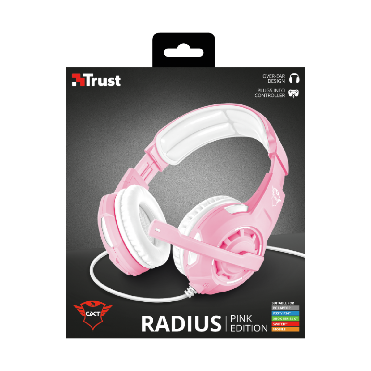 Headset Gamer Trust, GXT 310P Radius Pink, 3,5mm, White/Black, T23203