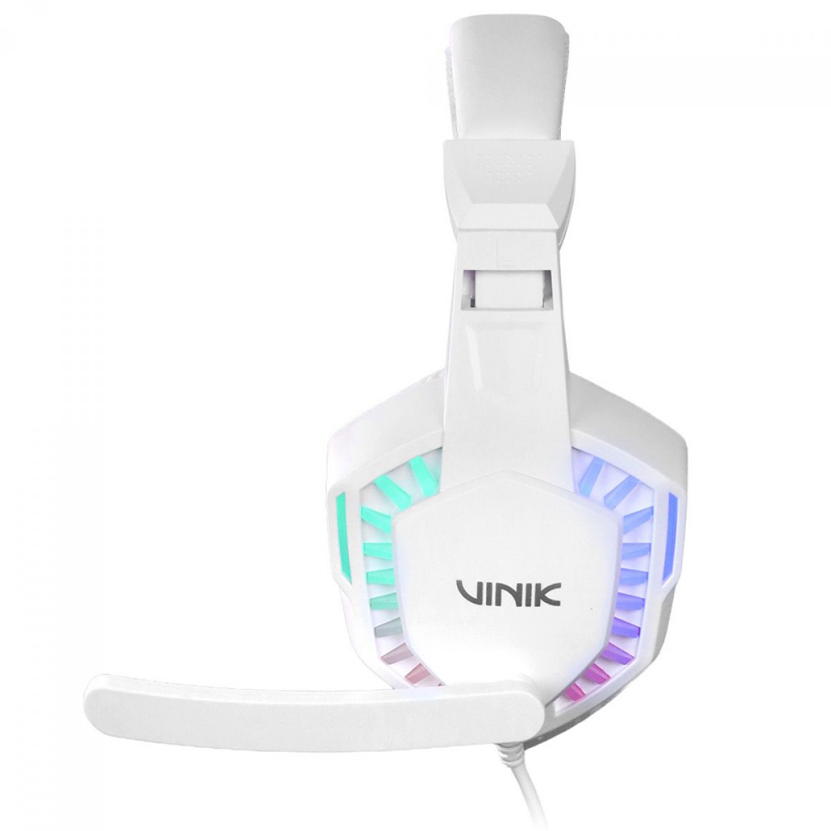 Headset Gamer Vinik Guardian, Rainbow, USB/3.5mm, Drivers de 40mm, Branco, VKHSGGDB