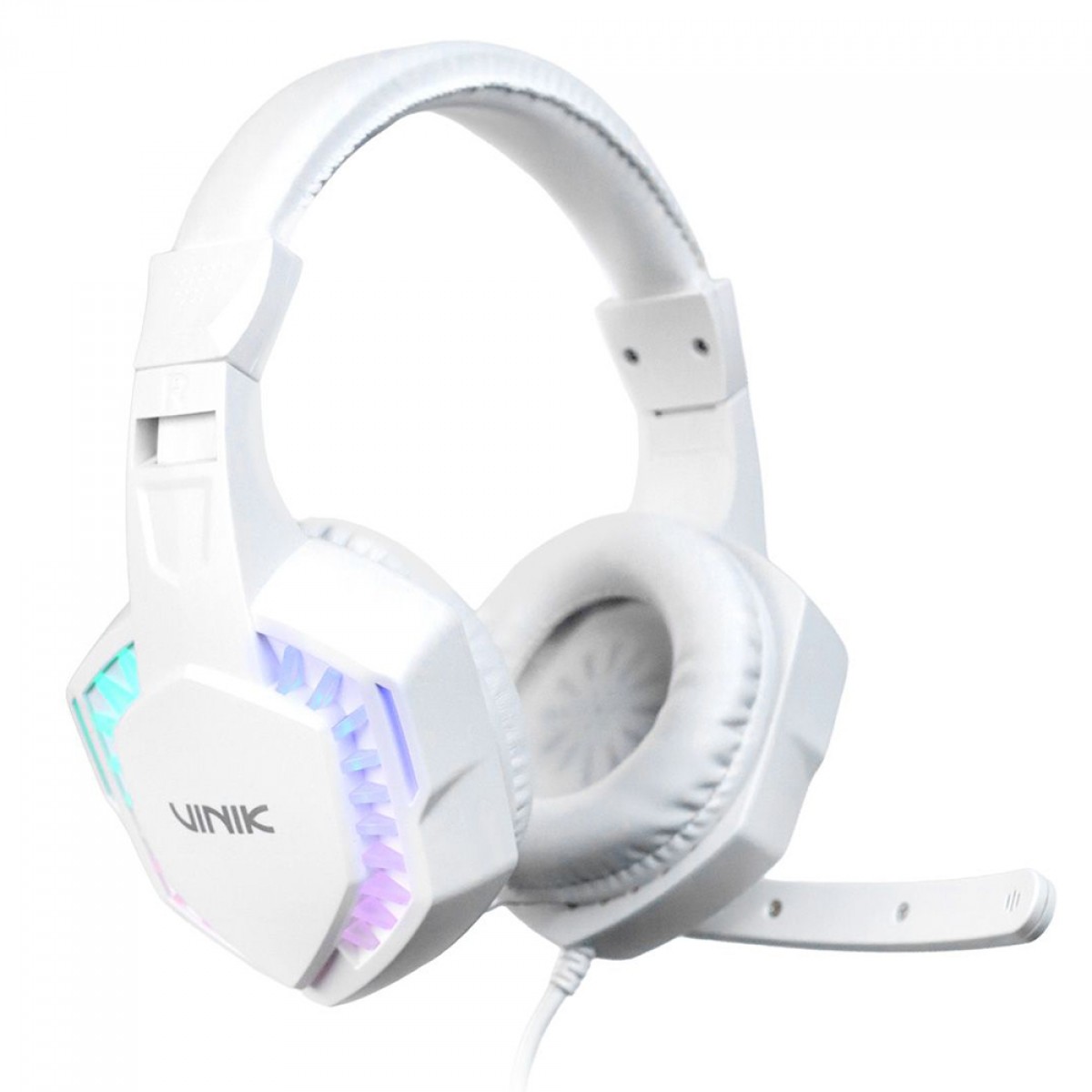 Headset Gamer Vinik Guardian, Rainbow, USB/3.5mm, Drivers de 40mm, Branco, VKHSGGDB