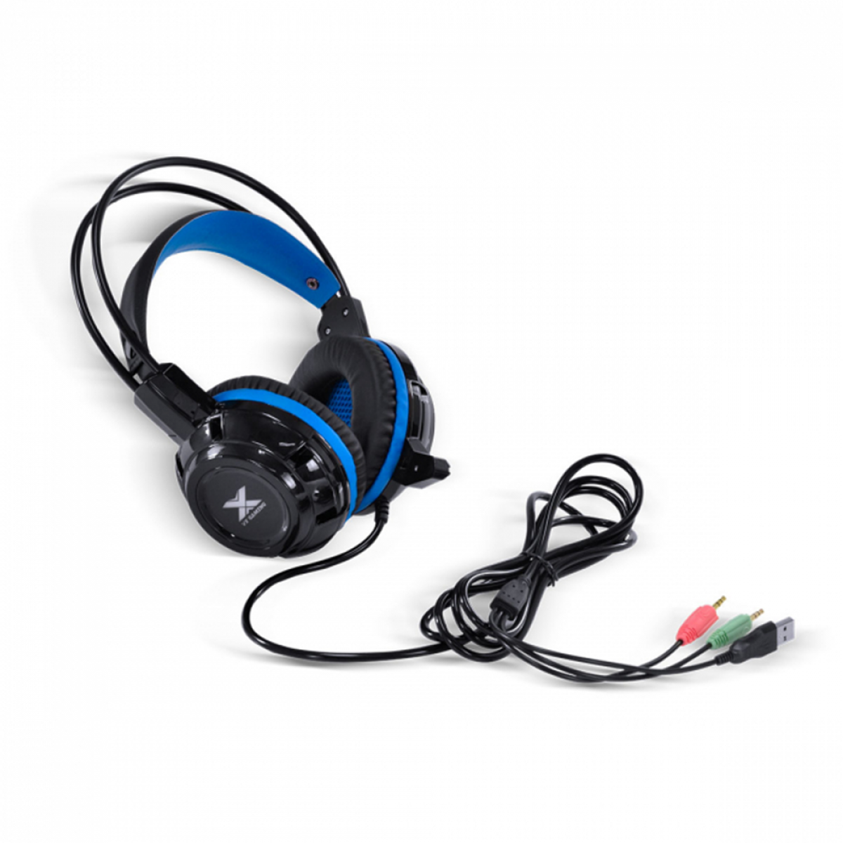 Headset Gamer Vinik Taranis V2, 3,5mm Stereo, Led Azul, Drivers de 40mm, Preto e Azul