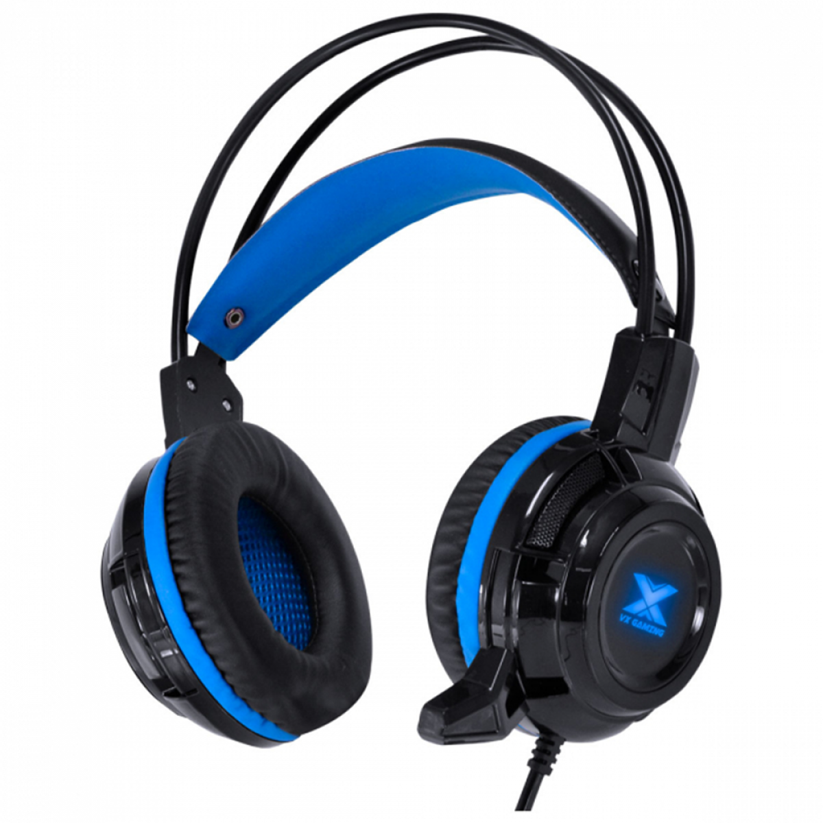 Headset Gamer Vinik Taranis V2, 3,5mm Stereo, Led Azul, Drivers de 40mm, Preto e Azul