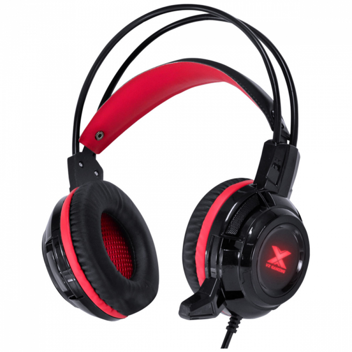 Headset Gamer Vinik Taranis V2, 3,5mm Stereo, Led Vermelho, Drivers de 40mm, Preto e Vermelho