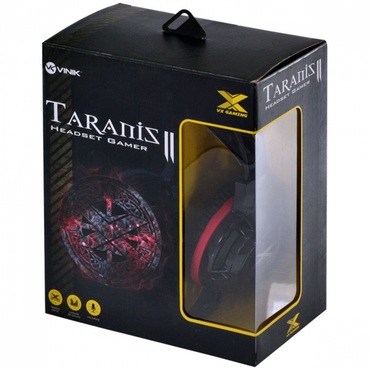 Headset Gamer Vinik Taranis V2, 3,5mm Stereo, Led Vermelho, Drivers de 40mm, Preto e Vermelho