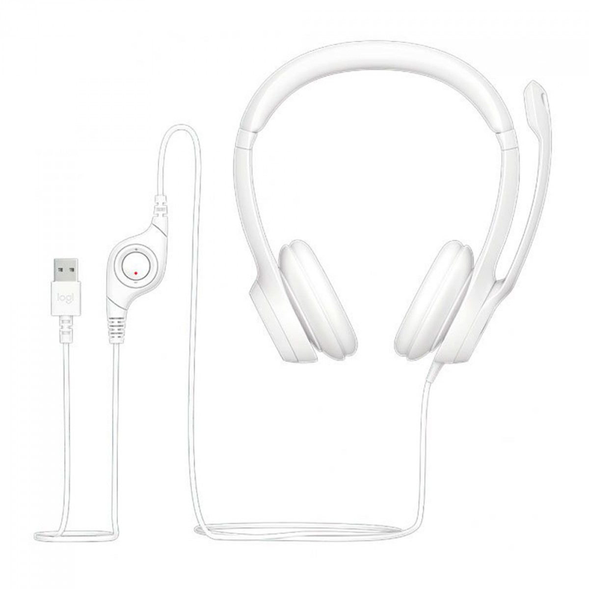 Headset Logitech H390, USB, Branco, 981-001285