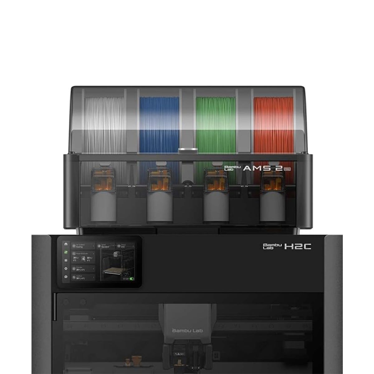 Impressora 3D Bambu Lab H2C 127V + AMS 2 PRO (Combo), Área de Impressão 330x320x325mm, Alta Velocidade, PF003-C+SA007-LV