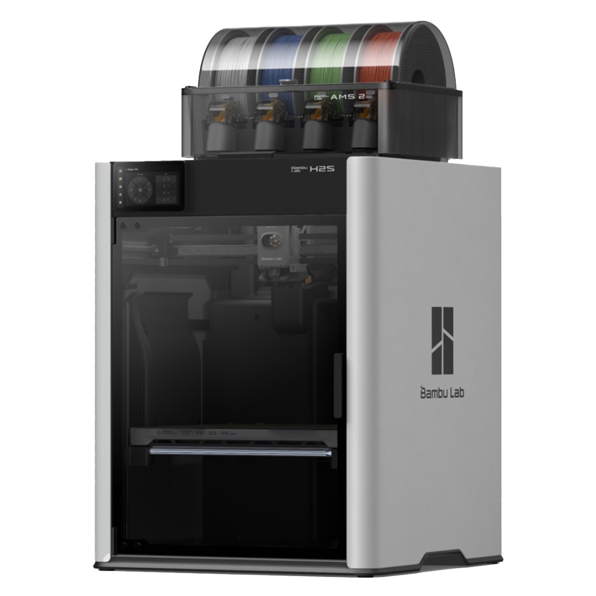 Impressora 3D Bambu Lab H2S 110V + AMS 2 PRO (Combo), Área de Impressão 340x320x340mm, Alta Velocidade, PF003S+SA007LV1