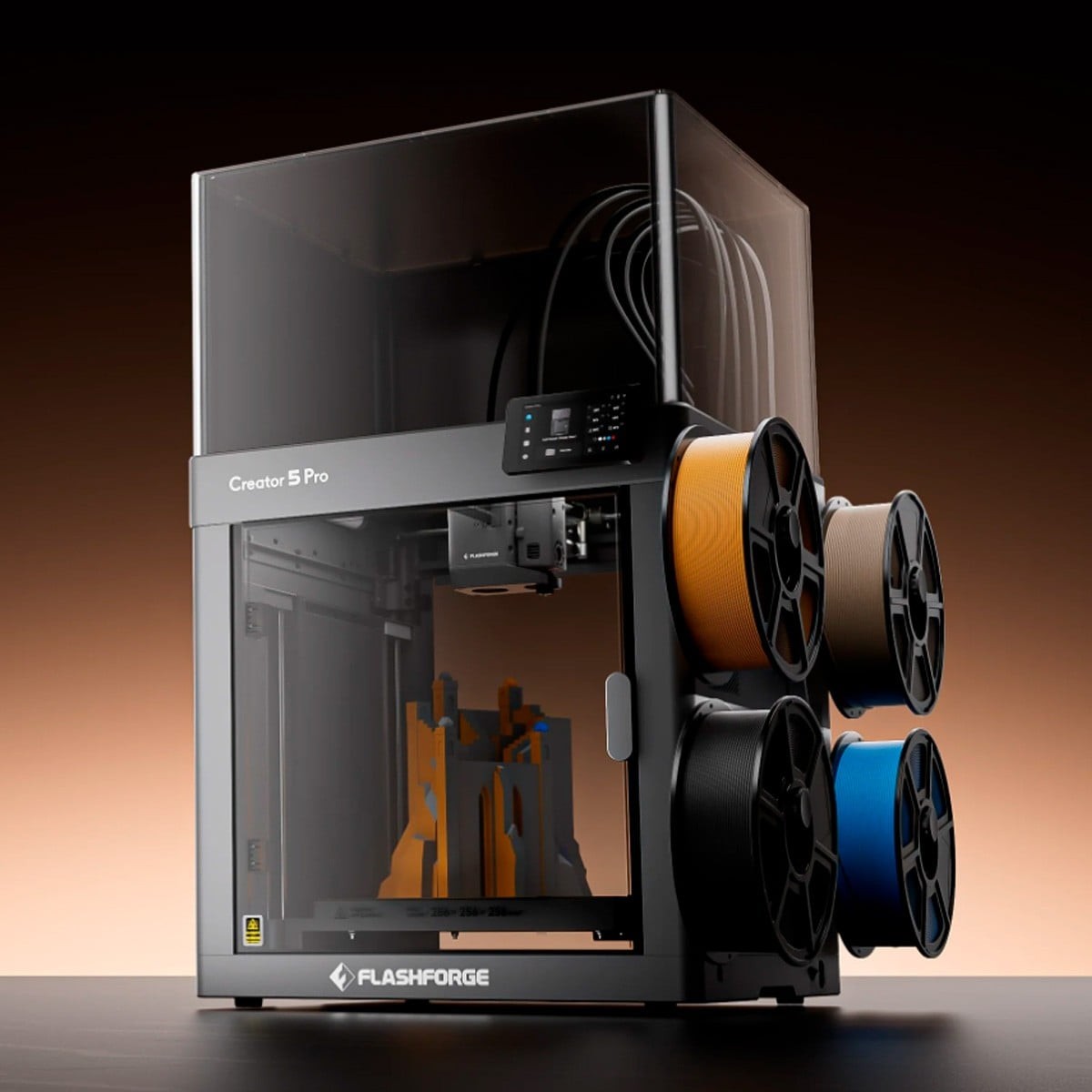 Impressora 3D Flashforge Creator 5 Pro, 4 Cabeçotes, Bivolt Manual, Fechada, Multicolorida, Área de Impresão 256x256x256mm, 600mm/s, 10001104001