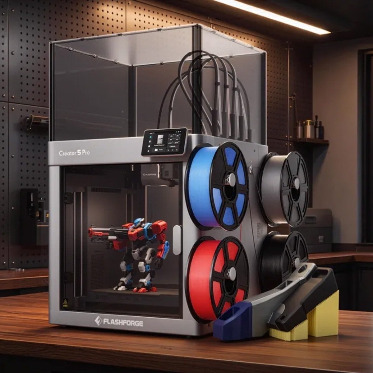 Impressora 3D Flashforge Creator 5 Pro, 4 Cabeçotes, Bivolt Manual, Fechada, Multicolorida, Área de Impresão 256x256x256mm, 600mm/s, 10001104001