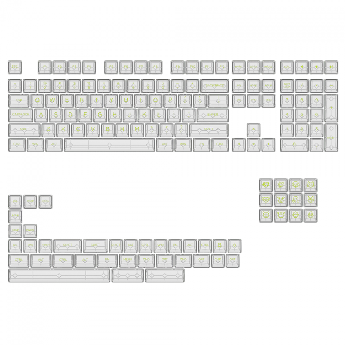 Keycaps Akko ASA Clear, PBT, ANSI, 155 Teclas, Transparente