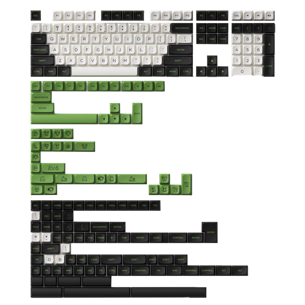 Keycaps Akko Profile MDA Panda, PBT, ANSI, 227 Teclas