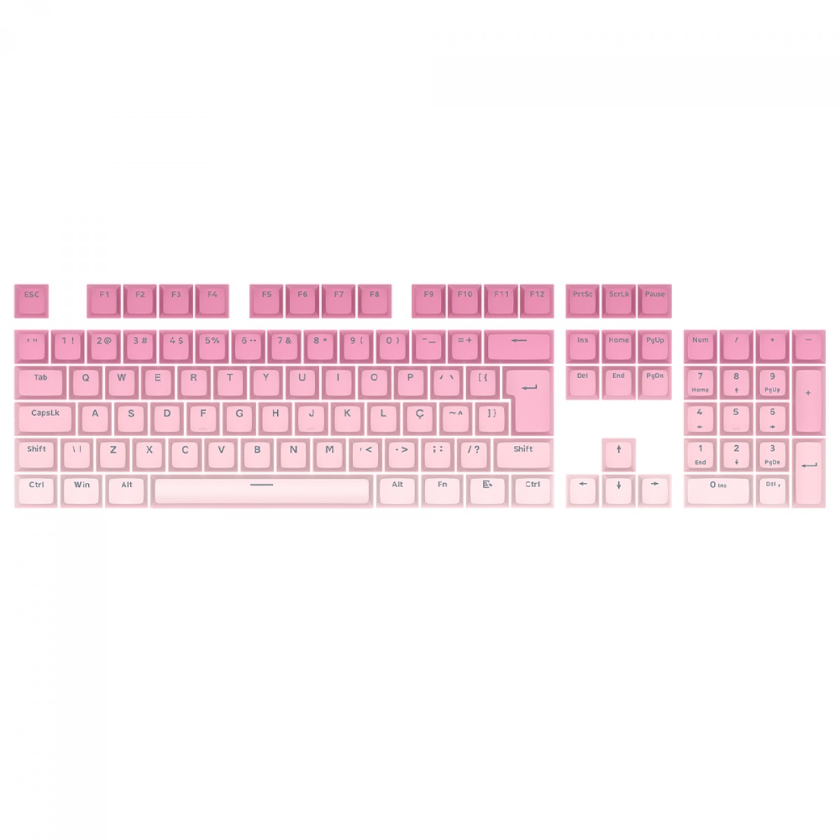 Keycaps Redragon A133 PT, ABNT2, 106 Teclas, Degradê Rosa e Branco