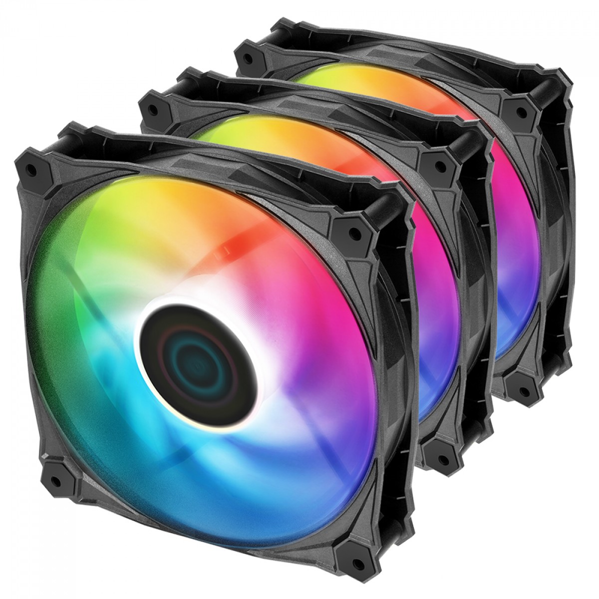 Kit Com 3 Fans Iceberg Thermal IceGALE Lightning, 120mm, ARGB, Preto, IG12LT-B3A
