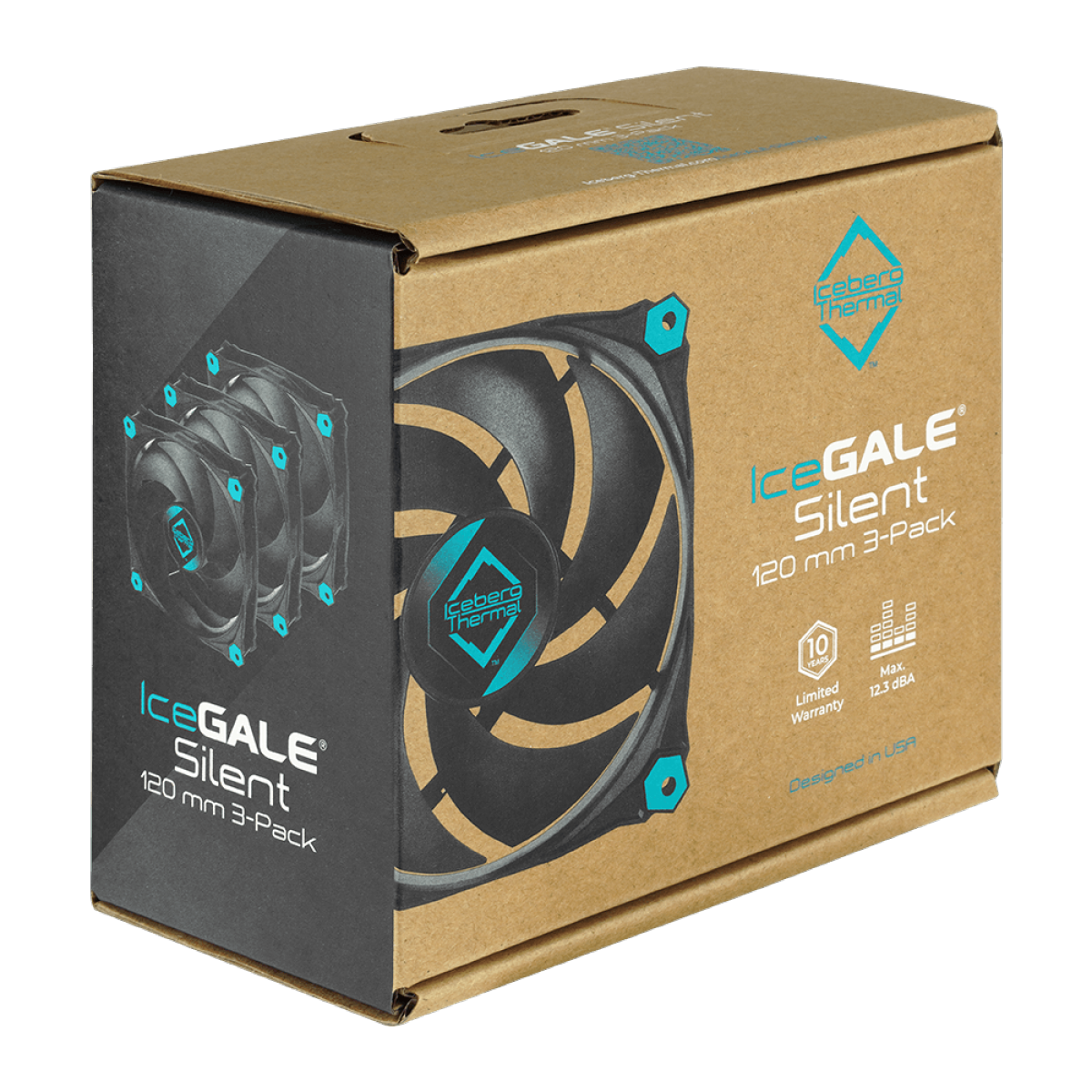 Kit Com 3 Fans Iceberg Thermal Icegale Silent, 120mm, Preto, ICEGALE12S-BBT-3A