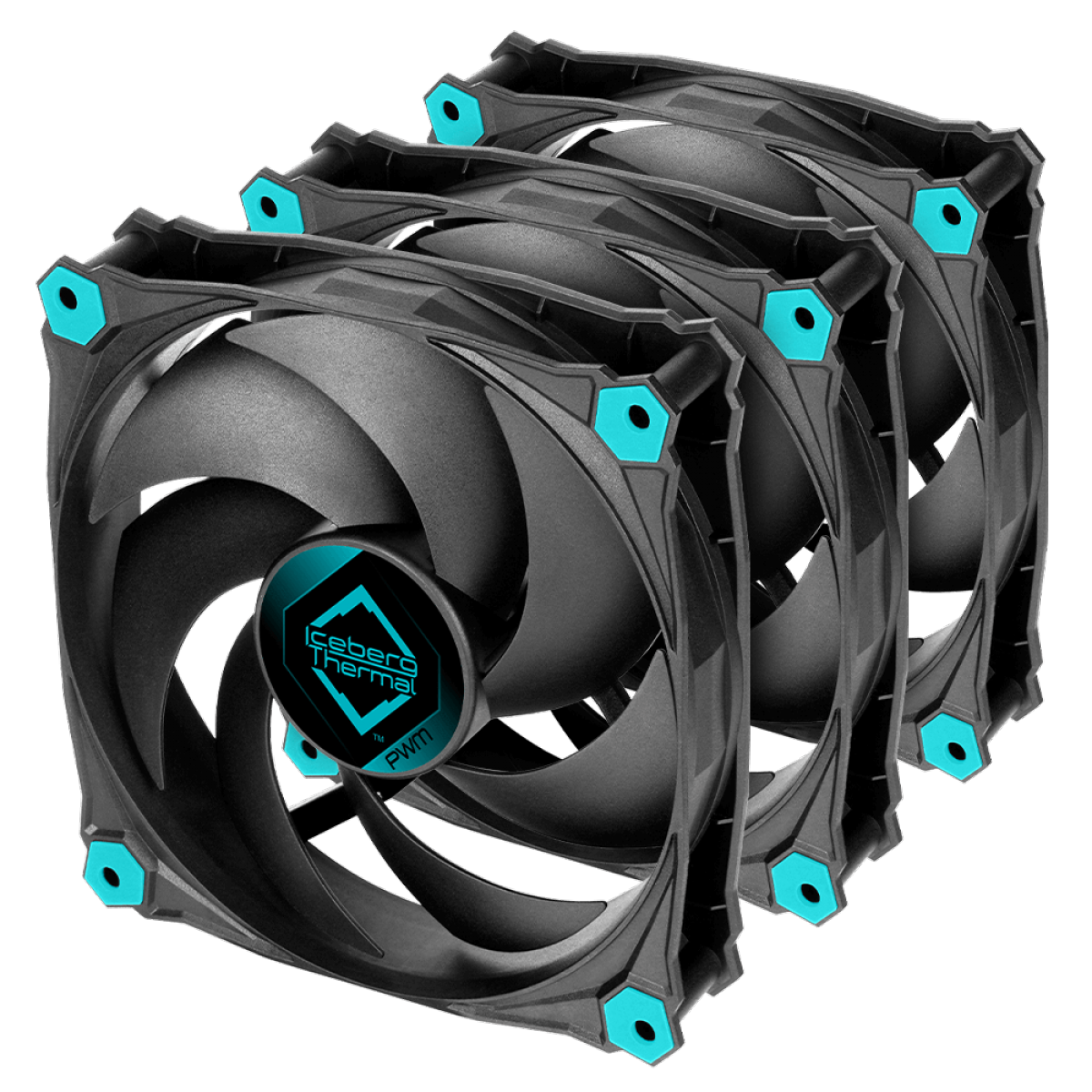 Kit Com 3 Fans Iceberg Thermal Icegale Silent PWM, 120mm, Preto, ICEGALE12P-BBT-3A