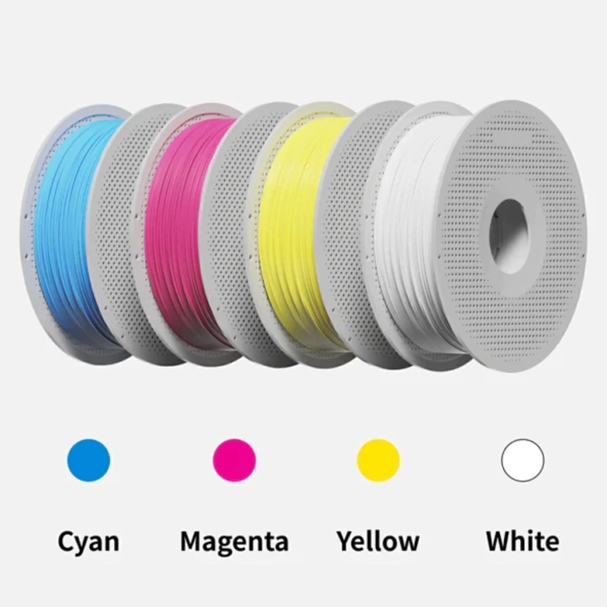 Kit de Filamento Bambu Lab CMYK PLA Basic, 1,75mm, Ciano, Magenta, Amarelo e Branco Jade, Com Carretel Reutilizável, A00-CMYK-1.75-4000-SPL