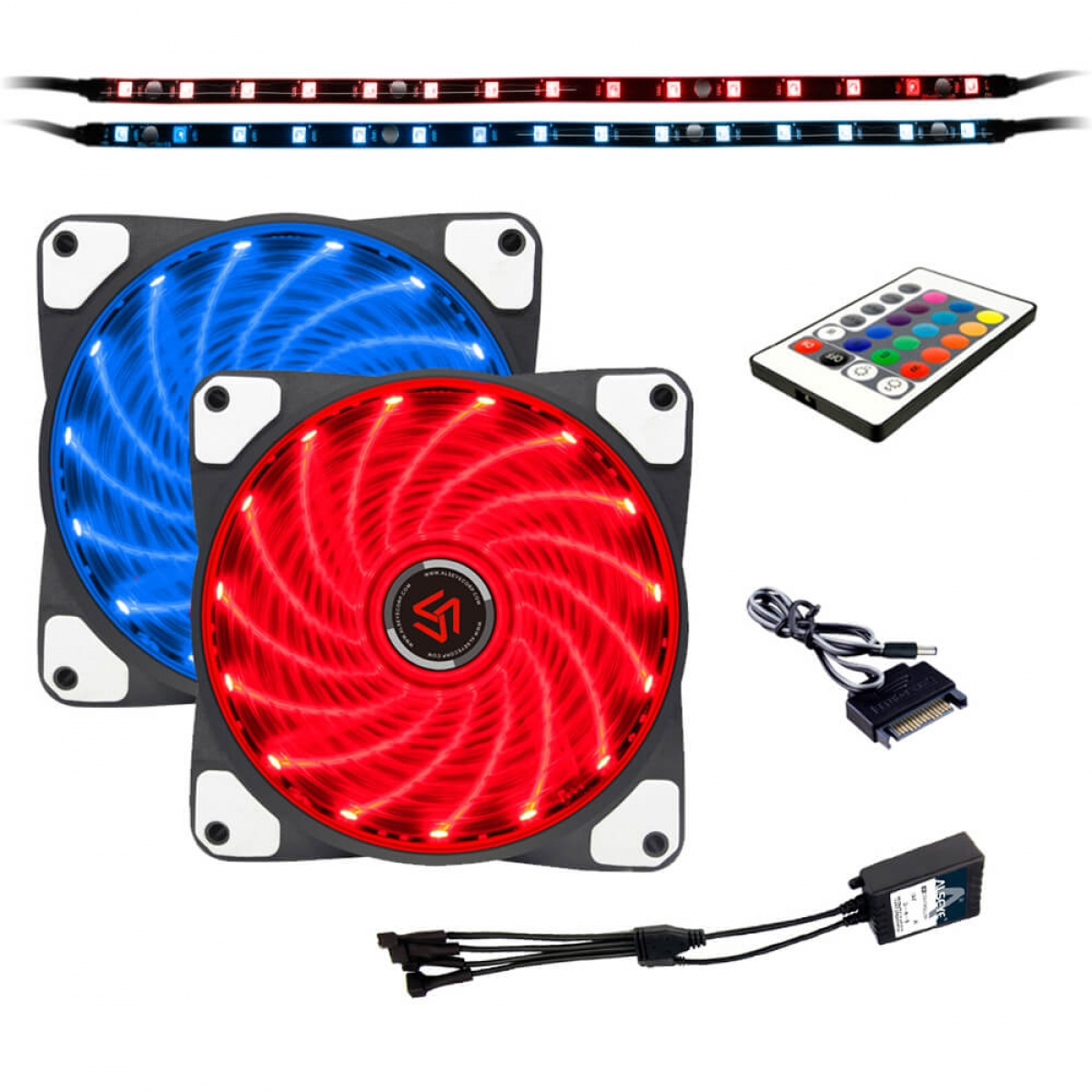 Kit Fan com 2 Unidades Alseye Case Light, RGB 120mm, Fita LED, com Controlador, CLS-200