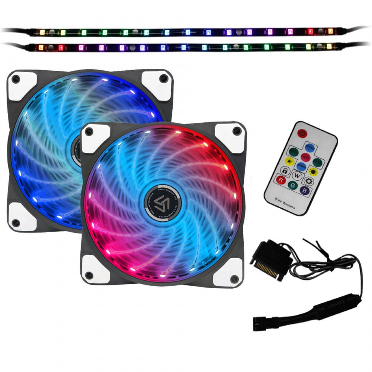 Kit Fan com 2 Unidades Alseye Sooncool Rainbow RGB, 120mm, Fita LED, com Controlador, CRLS-200