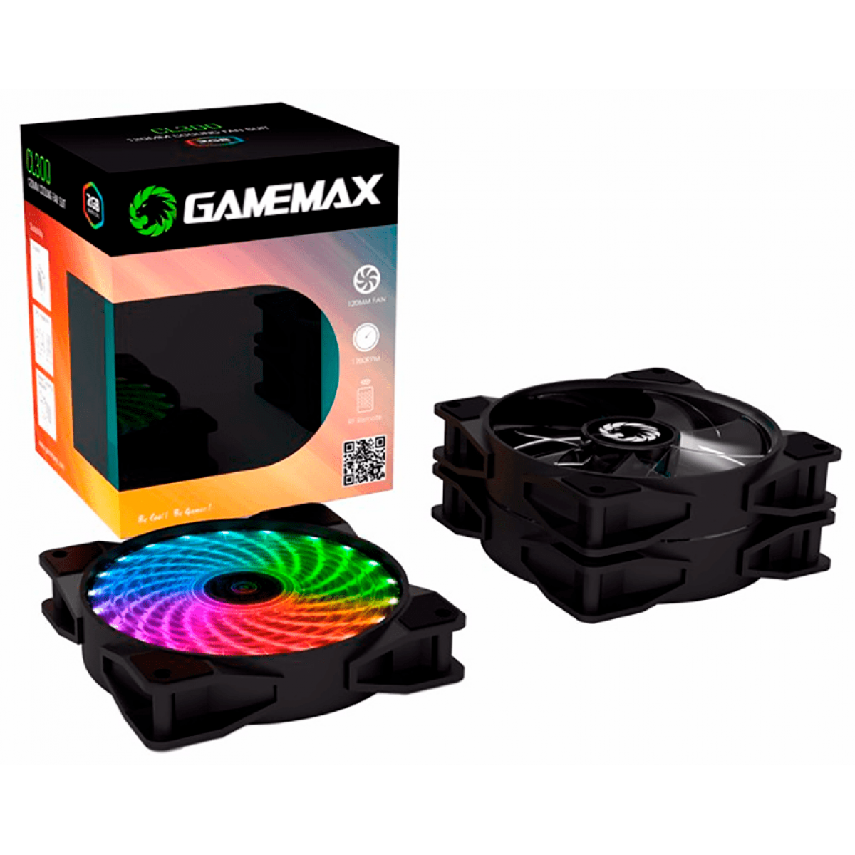 Kit Fan com 3 Unidades Gamemax CL300, RGB 120mm, com Controlador