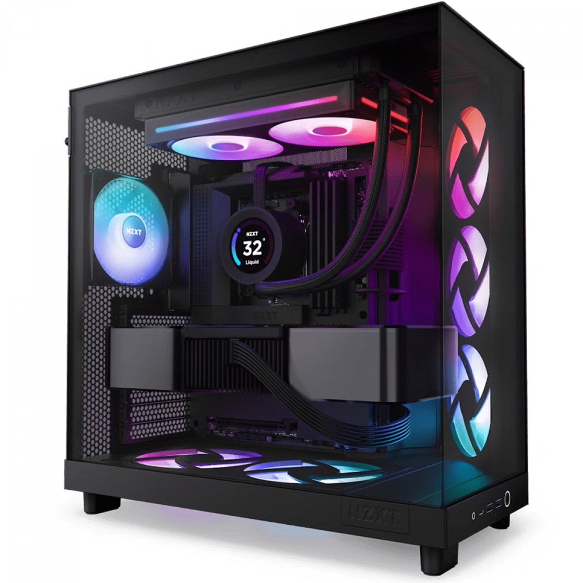 Kit Fan 240mm NZXT F240 RGB Core, 2 Ventoinhas De 120mm, Single-Frame, Preto, RF-U24HF-B1
