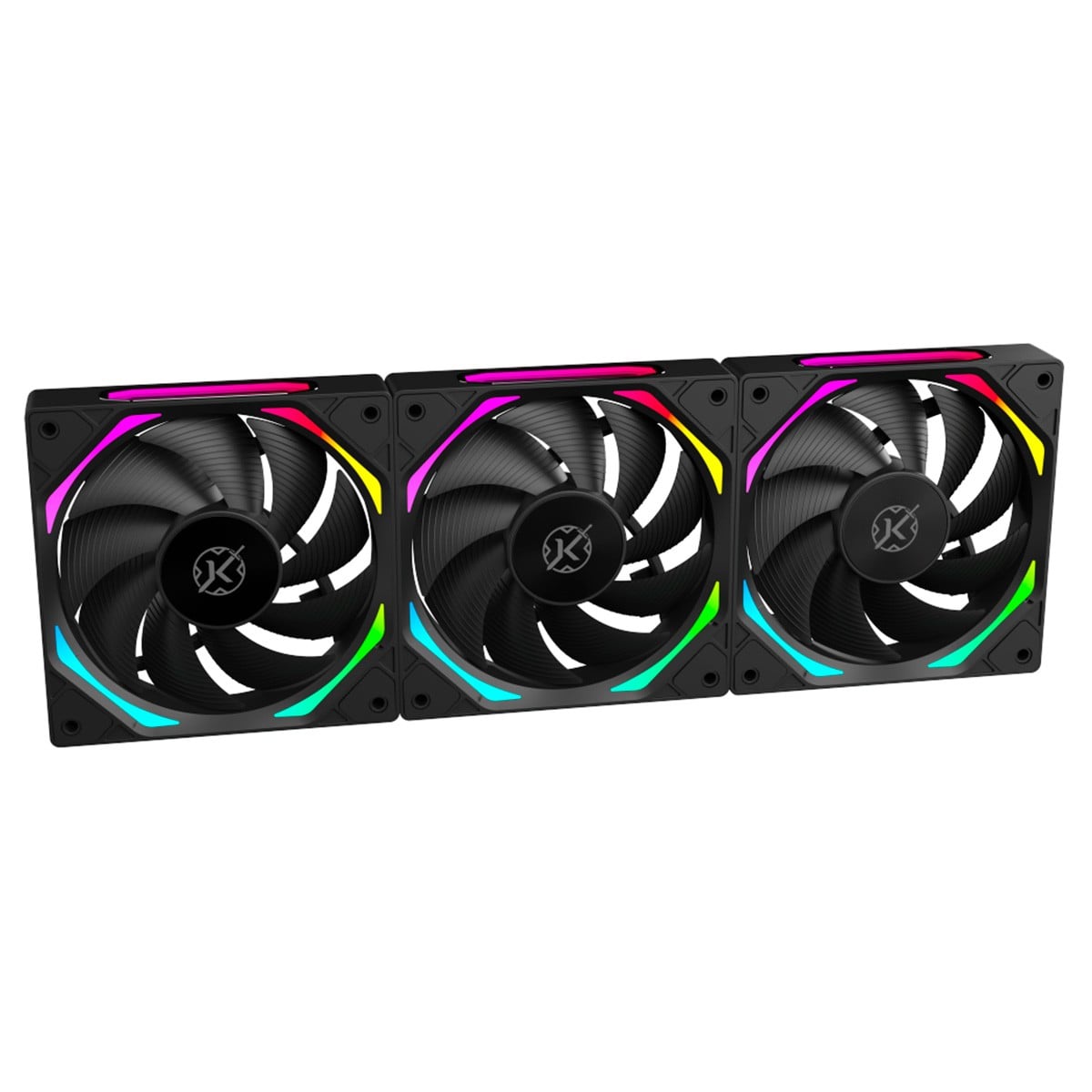 Kit Fan 3 Unidades Kalkan Halo Reverse, 120mm, ARGB, Preto, KLK00026