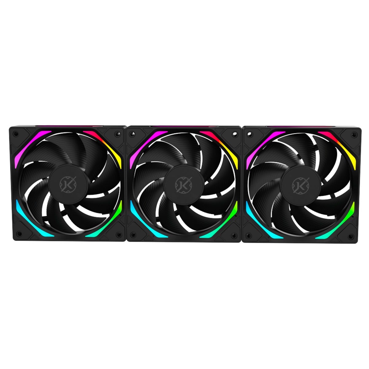 Kit Fan 3 Unidades Kalkan Halo Reverse, 120mm, ARGB, Preto, KLK00026