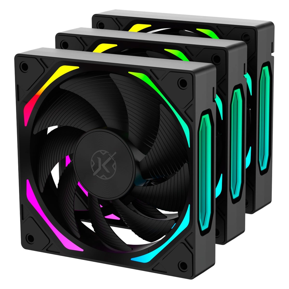 Kit Fan 3 Unidades Kalkan Halo Reverse, 120mm, ARGB, Preto, KLK00026