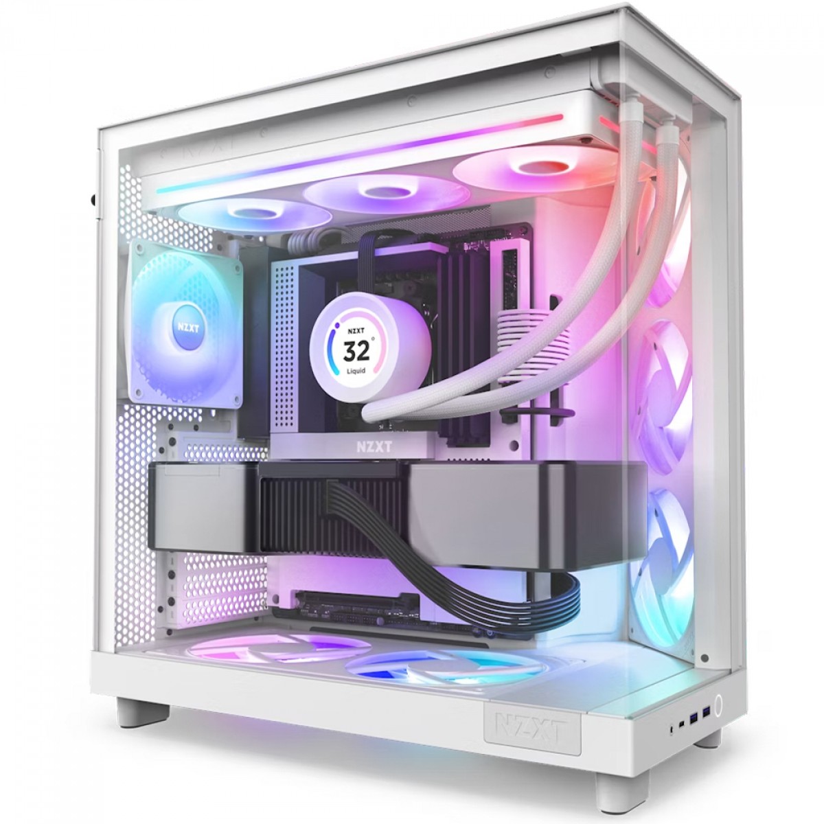 Kit Fan 360mm NZXT F360 RGB Core, 3 Ventoinhas De 120mm, Single-Frame, Branco, RF-U36HF-W1