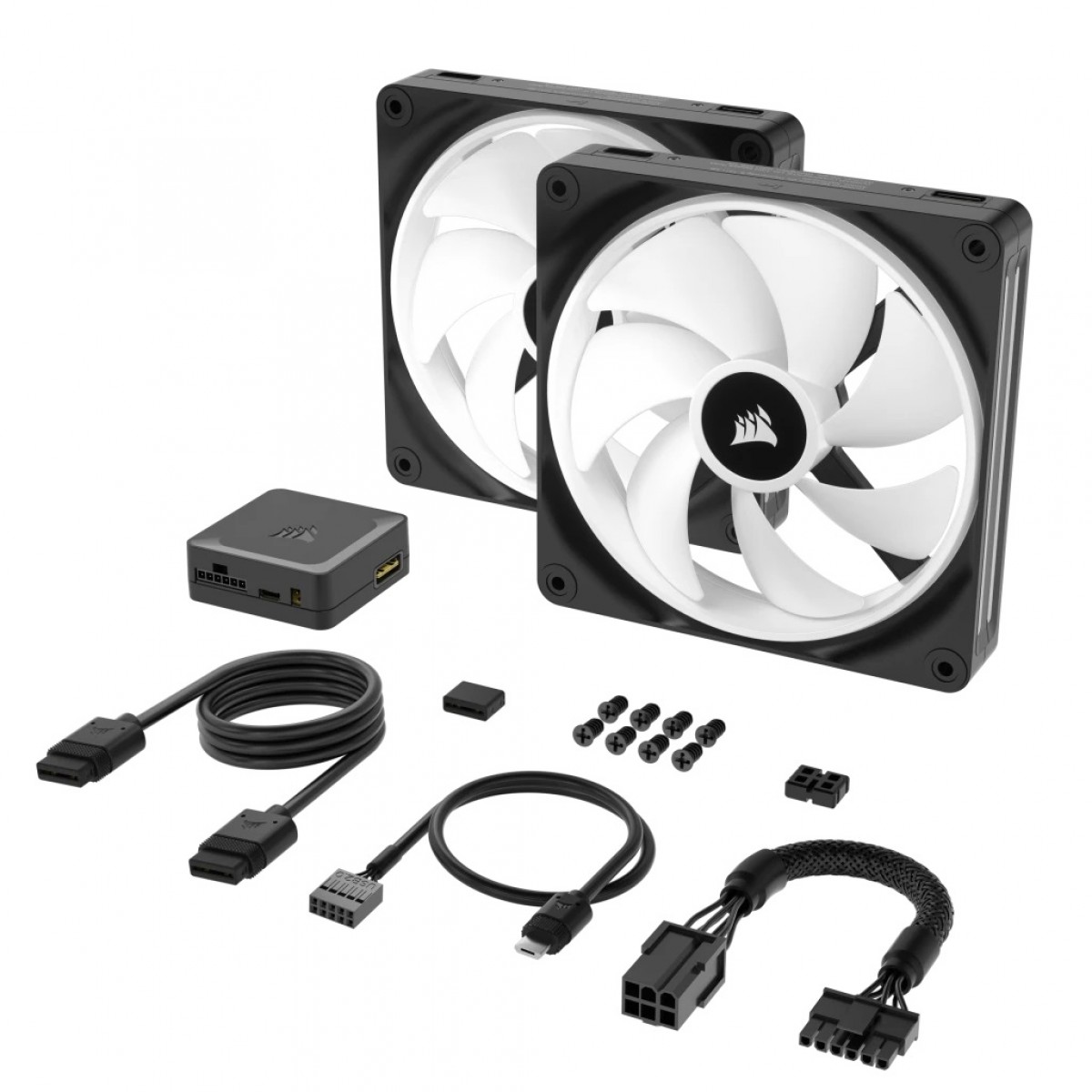Kit Fan Com 2 Unidades, Corsair, iCue, QX140, RGB, Magnetic, 140mm, Black CO-9051004-WW