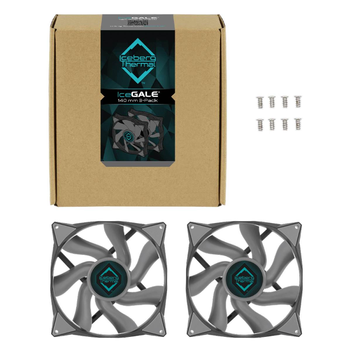 Kit Fan Com 2 Unidades Iceberg Thermal IceGALE, 140mm, Cinza, ICEGALE14-B2A