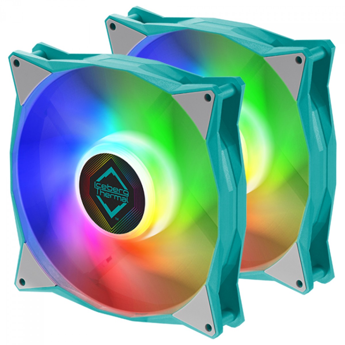 Kit Fan Com 2 Unidades Iceberg Thermal IceGALE ARGB, 140mm, Azul com Branco, ICEGALE14A-A2A