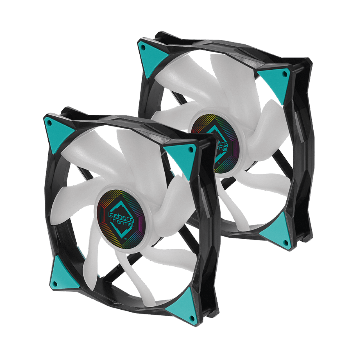 Kit Fan Com 2 Unidades Iceberg Thermal IceGALE ARGB, 140mm, Preto com Branco, ICEGALE14A-B2A