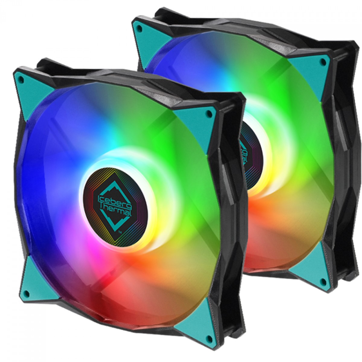 Kit Fan Com 2 Unidades Iceberg Thermal IceGALE ARGB, 140mm, Preto com Branco, ICEGALE14A-B2A