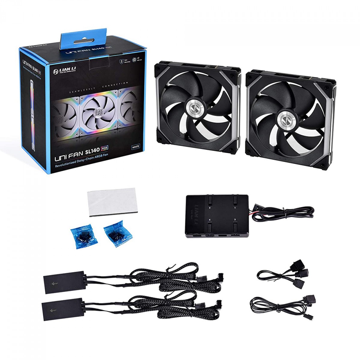 Kit Fan com 2 unidades Lian Li Uni Fan, RGB, Black, UF-SL140-2B