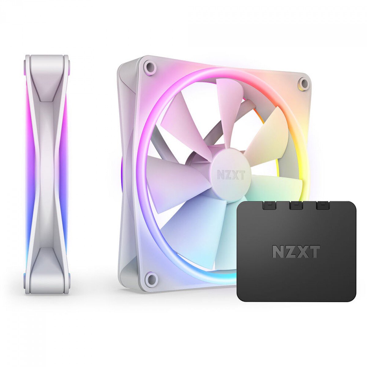 Kit Fan Com 2 Unidades NZXT F140RGB DUO, RGB, 140mm, White, Com Controlador, RF-D14DF-W1