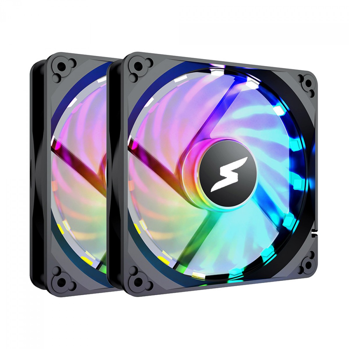 Kit Fan Com 2 Unidades SuperFrame Still, ARGB, 120mm, Com Controladora, Black, SF-02-ARGB Kits x2 