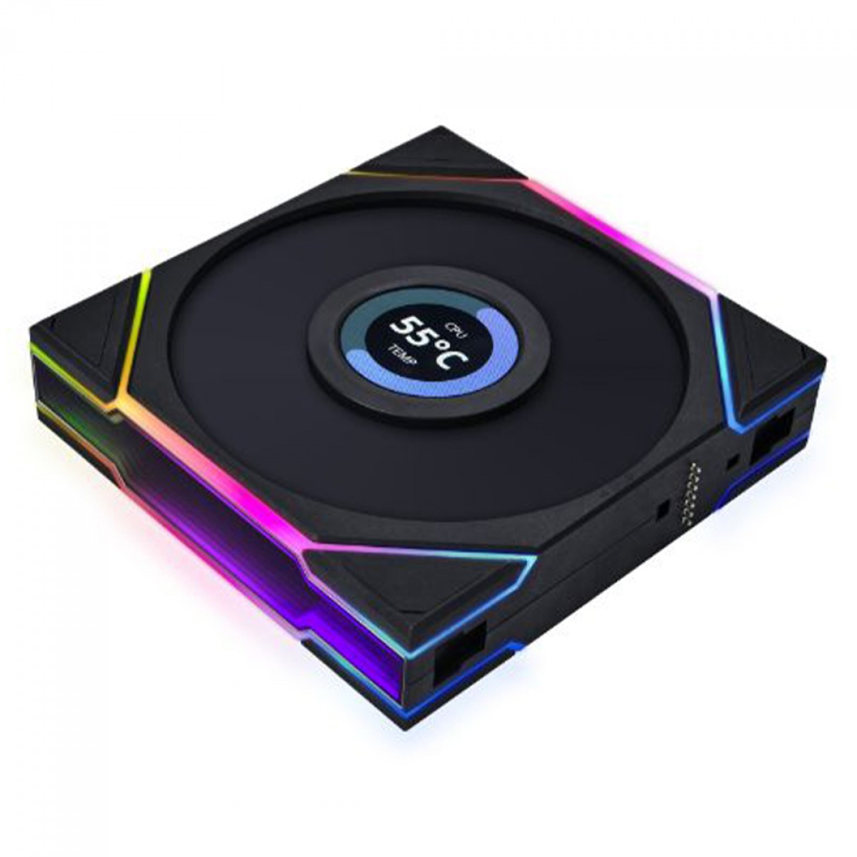 Kit Fan Com 3 Unidades Lian Li Uni Fan TL LCD, RGB, 120mm, Com Tela, Preto, 12TLLCD3B BLACK
