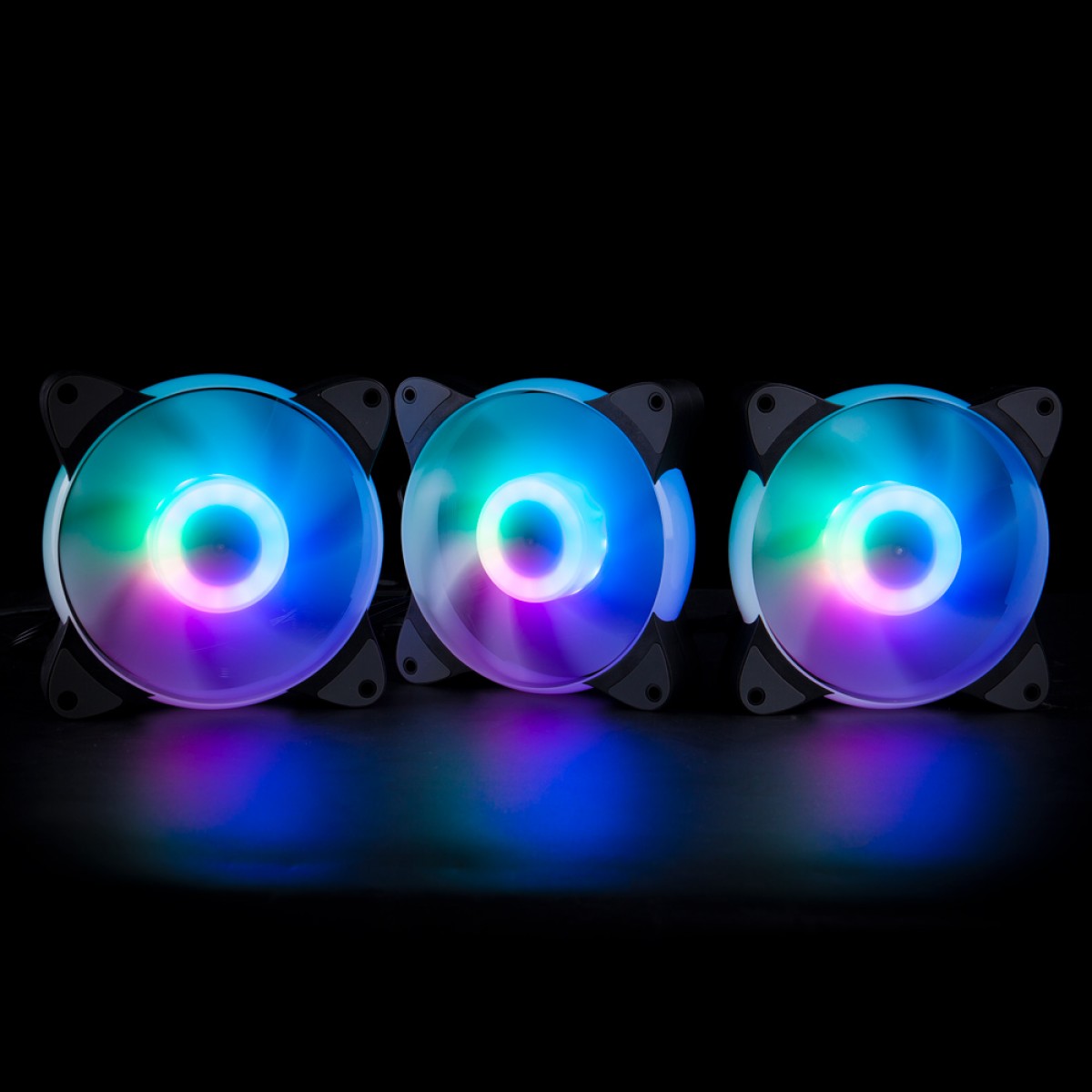 Kit Fan com 3 Unidades 1STPLAYER CC, 120mm, ARGB, Black, CC-COMBO
