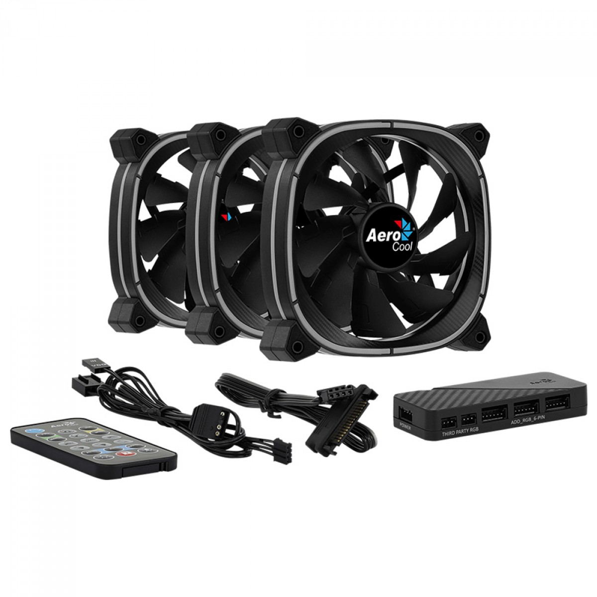 Kit Fan com 3 Unidades Aerocool Astro 12 Pro, ARGB, 120mm