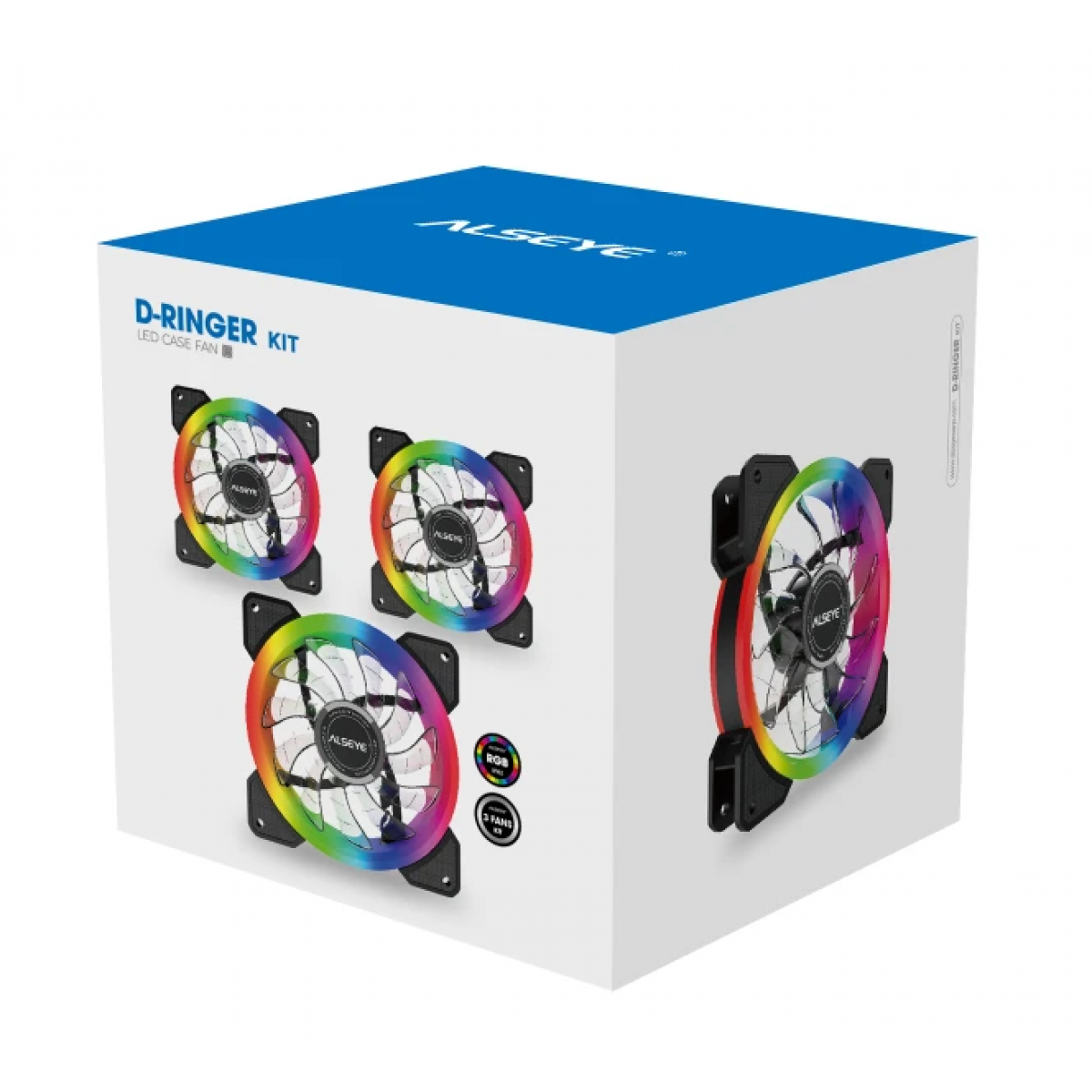 Kit Fan com 3 Unidades Alseye D-Ringer, RGB, 120mm