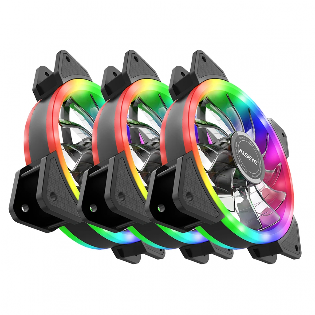 Kit Fan com 3 Unidades Alseye D-Ringer, RGB, 120mm