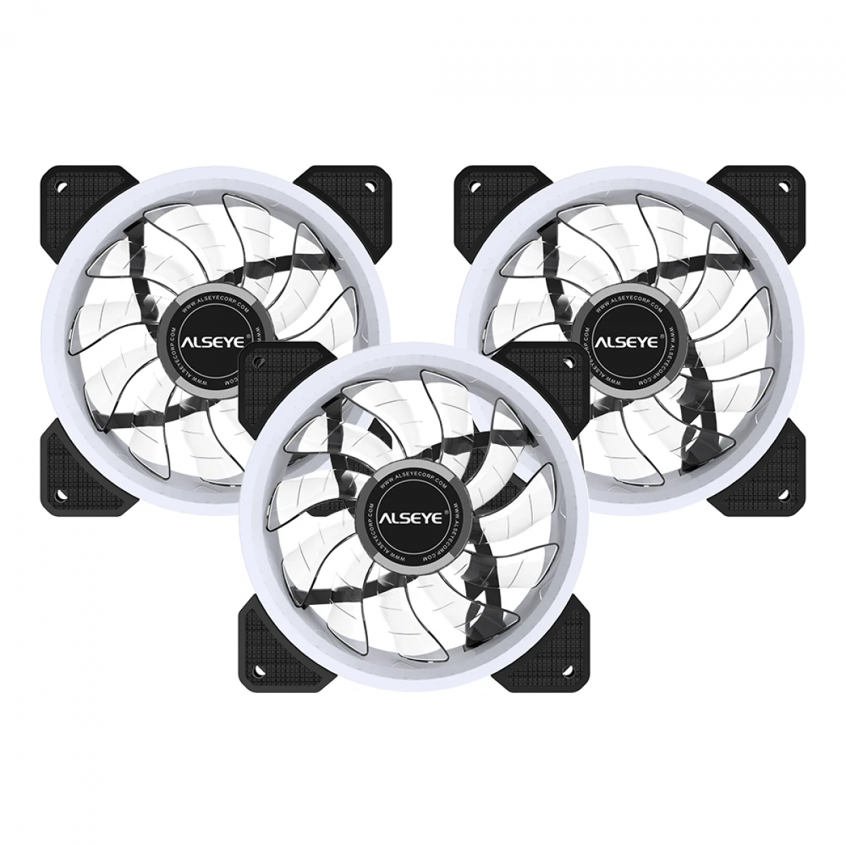 Kit Fan com 3 Unidades Alseye D-Ringer, RGB, 120mm